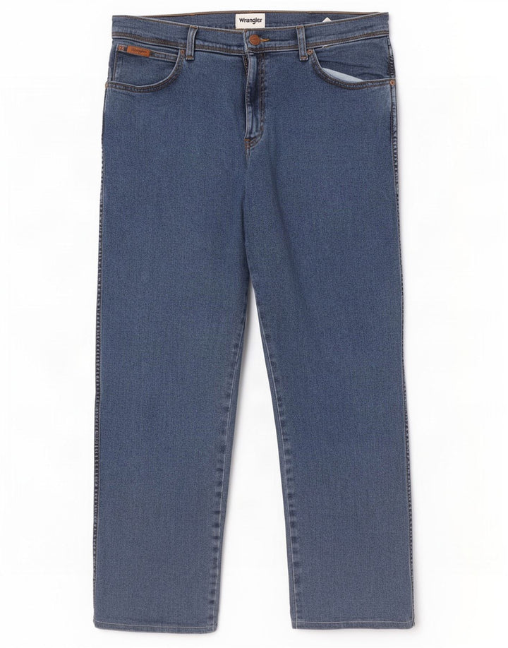 Wrangler Masculino Texas Straight Jeans W36 L29 Azul Algodão