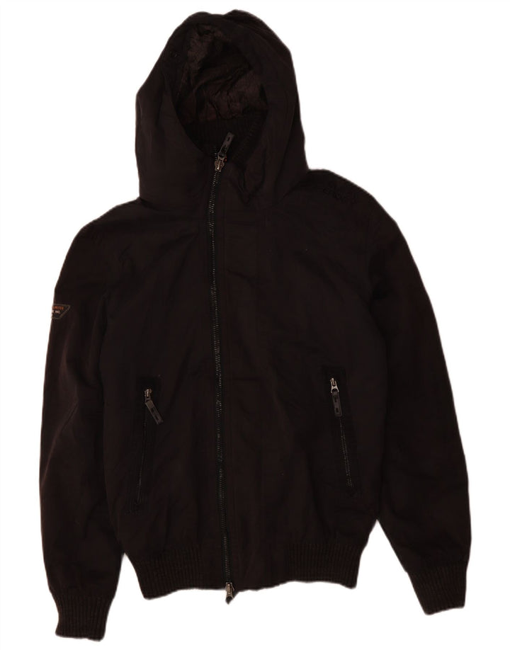 Superdry Mens Hooded Bomber Jacket UK 36 Pequeno Poliéster Preto
