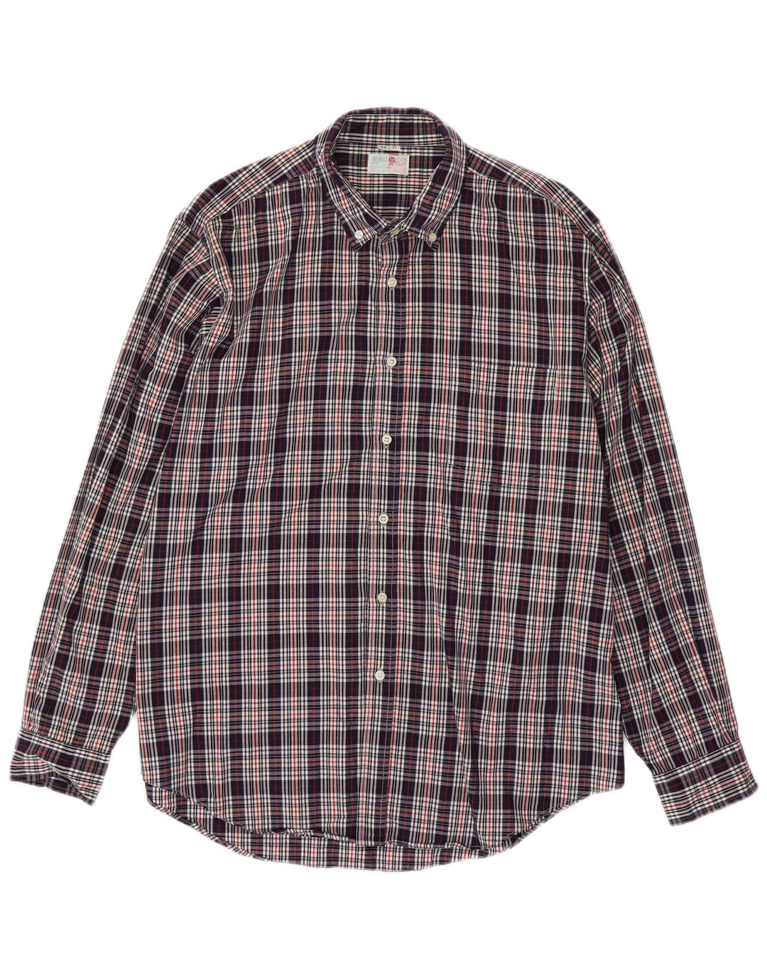 Camisa masculina Balloon tamanho 43 17 XL azul marinho xadrez algodão