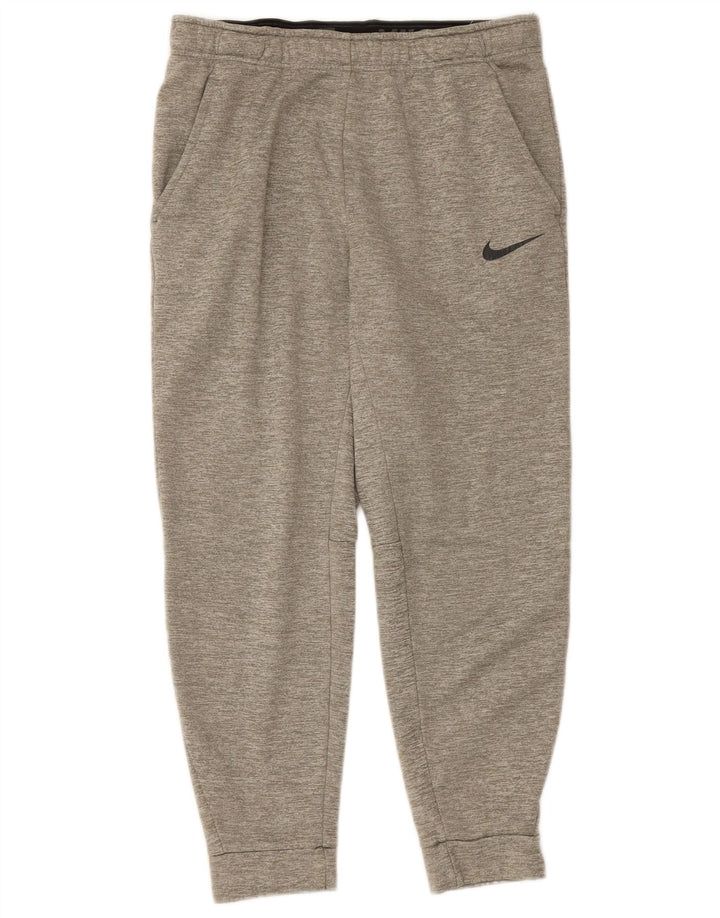 NIKE Mens Dri Fit Tracksuit Trousers Joggers Large Grey Polyester