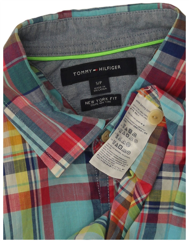 Camisa masculina Tommy Hilfiger New York Fit pequena xadrez multicolorida