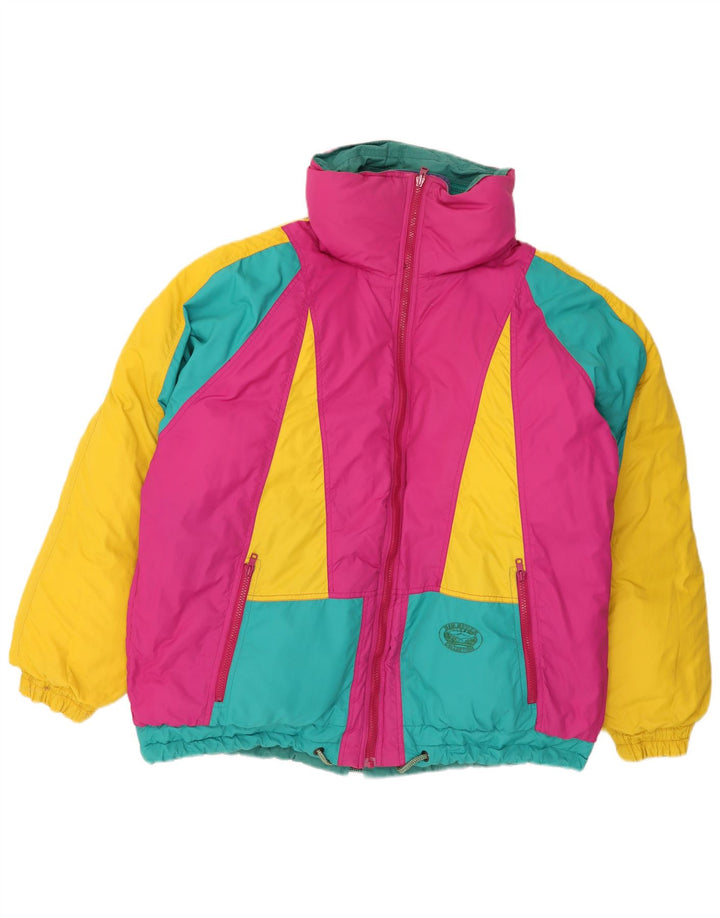 Jaqueta acolchoada reversível masculina vintage UK 42 XL Colorblock multicolorido
