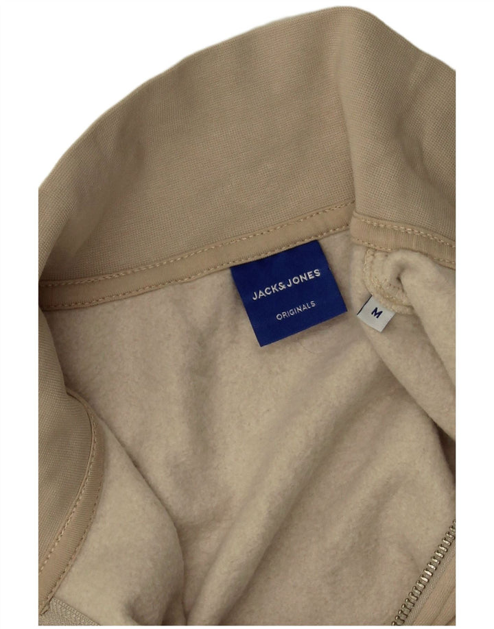Jack & Jones moletom masculino com zíper e gola alta de algodão bege médio