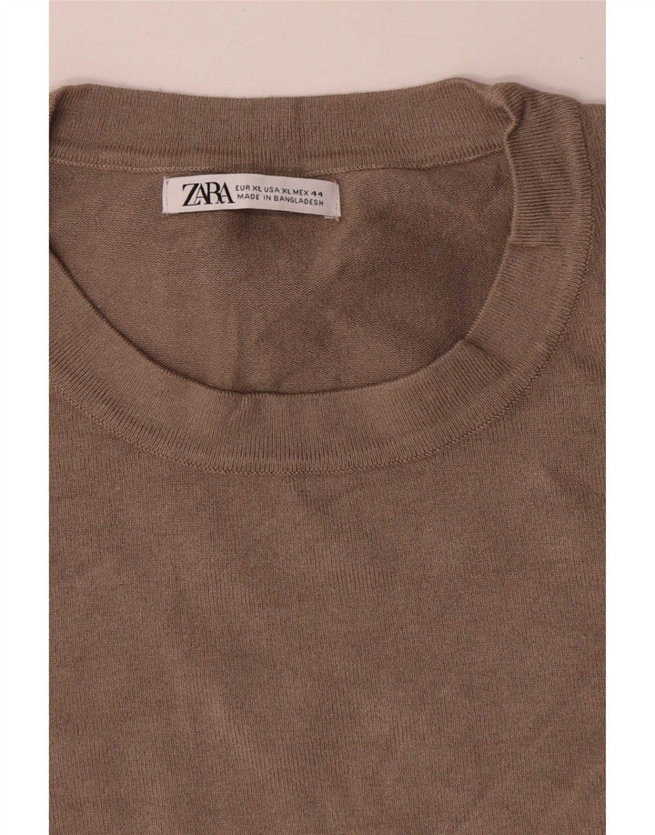 Zara Suéter masculino com gola redonda XL Viscose cinza