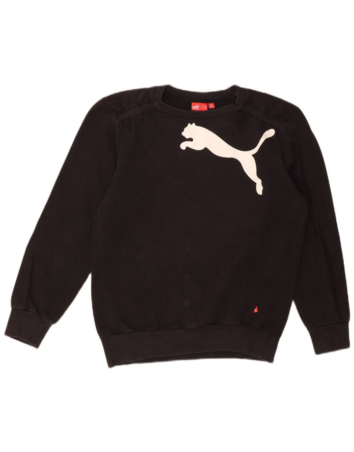 PUMA Mens Graphic Moletom Jumper Pequeno Algodão Preto