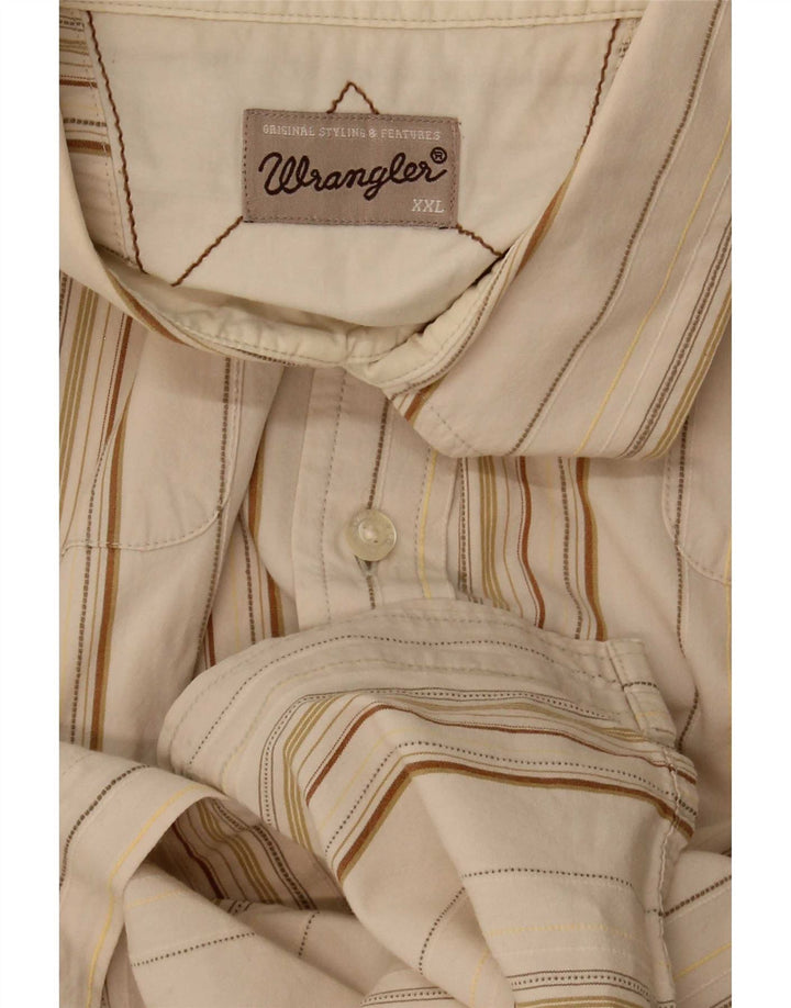 Wrangler Camisa masculina de manga curta 2XL listrada bege