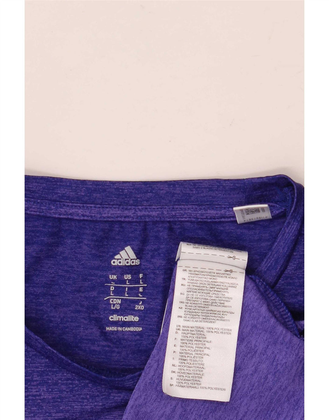 Camiseta masculina Adidas Climalite Top grande poliéster manchado roxo