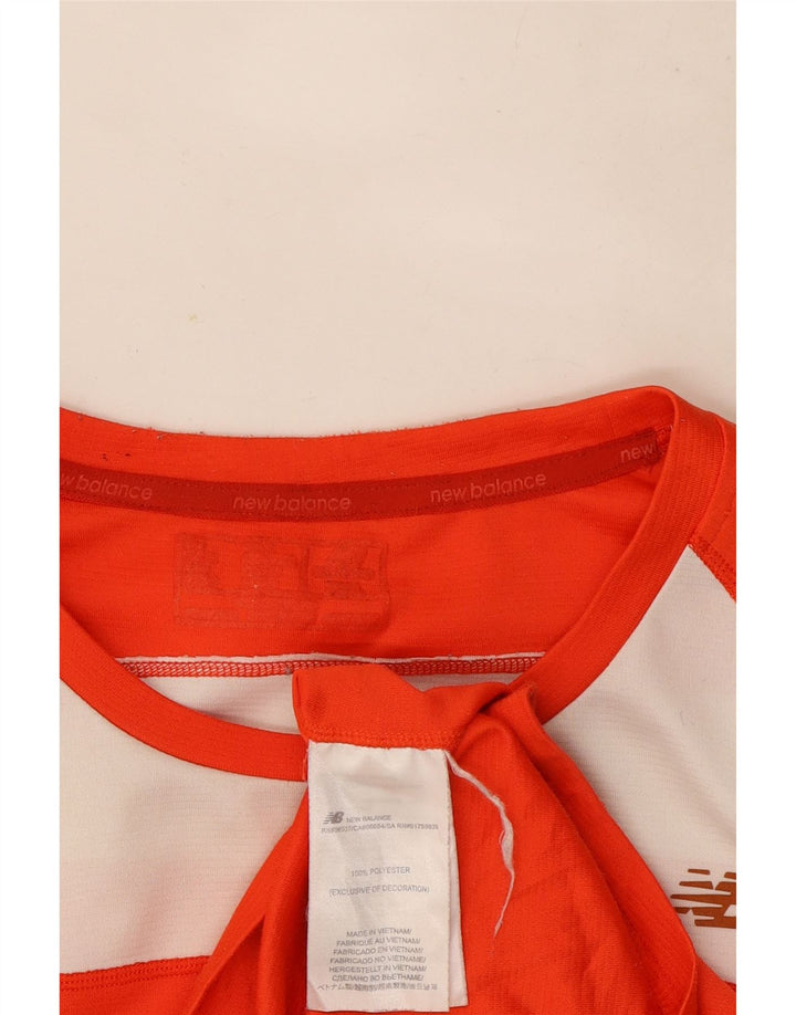 Camiseta masculina New Balance Top médio laranja colorblock poliéster