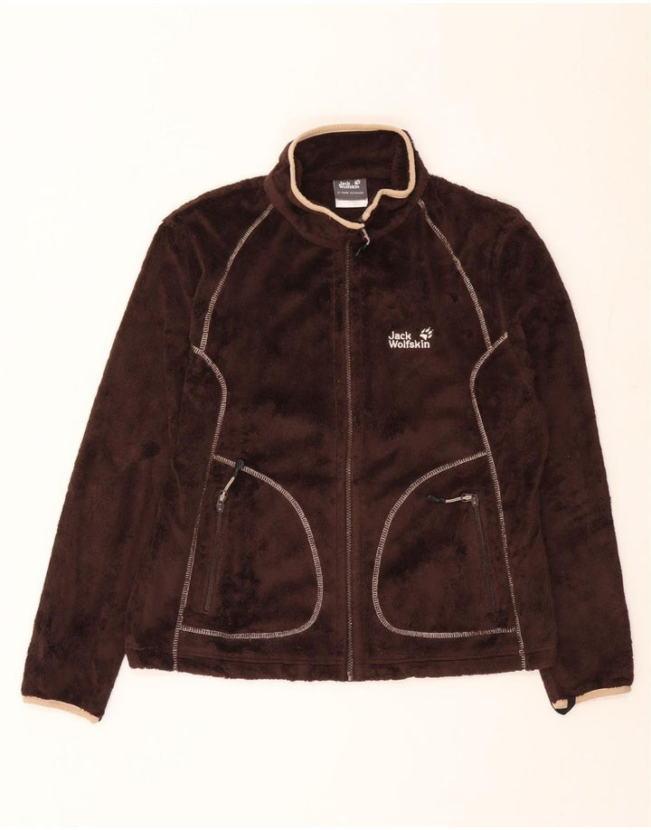 Jaqueta de lã feminina Jack Wolfskin Reino Unido 16 grande poliéster marrom