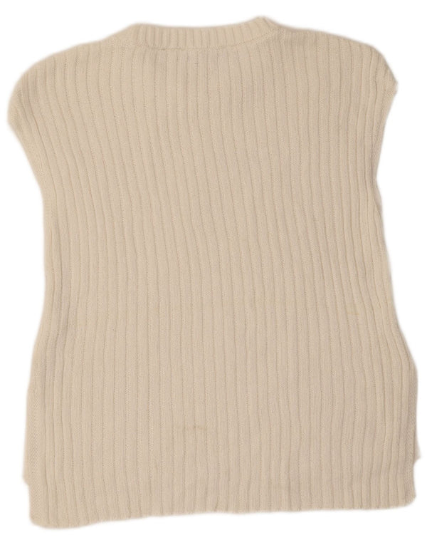 Zara Womens Vest Tank Top UK 12 Médio Algodão Branco