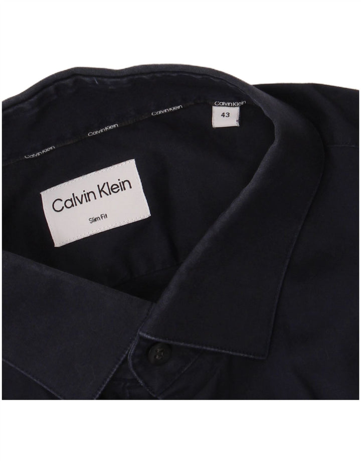 Camisa masculina Calvin Klein Slim Fit tamanho 43 grande azul marinho