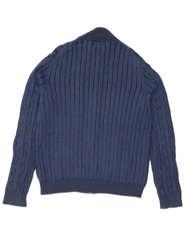 Suéter masculino Marks & Spencer Blue Harbor Cardigan grande algodão azul