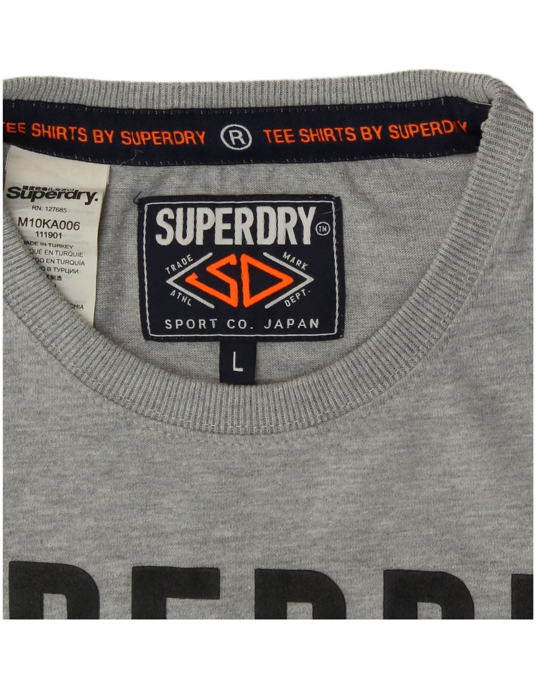 Camiseta gráfica masculina Superdry Top grande algodão cinza