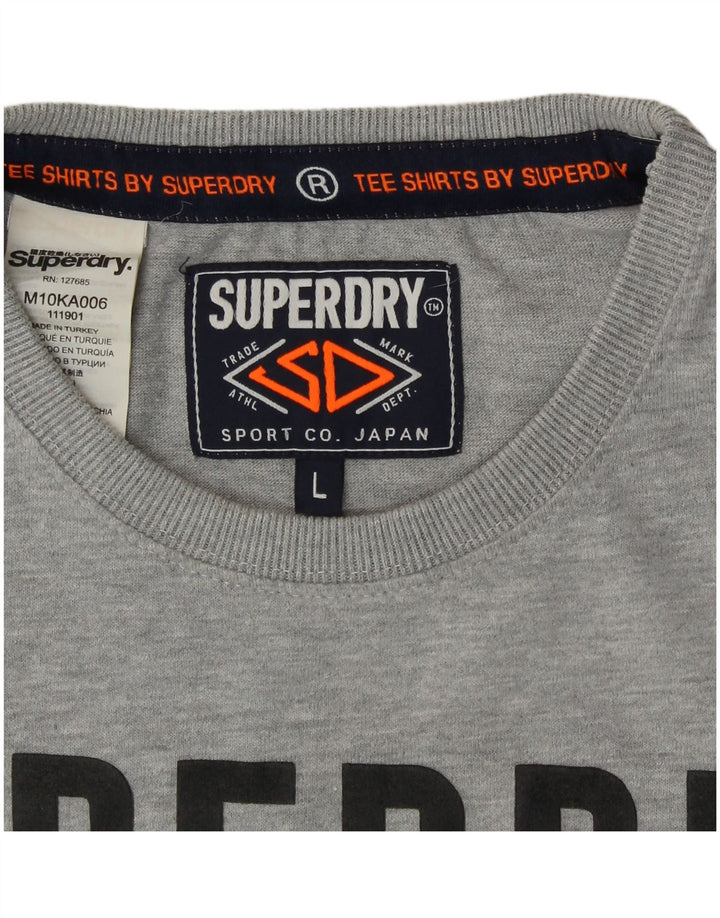 Camiseta gráfica masculina Superdry Top grande algodão cinza