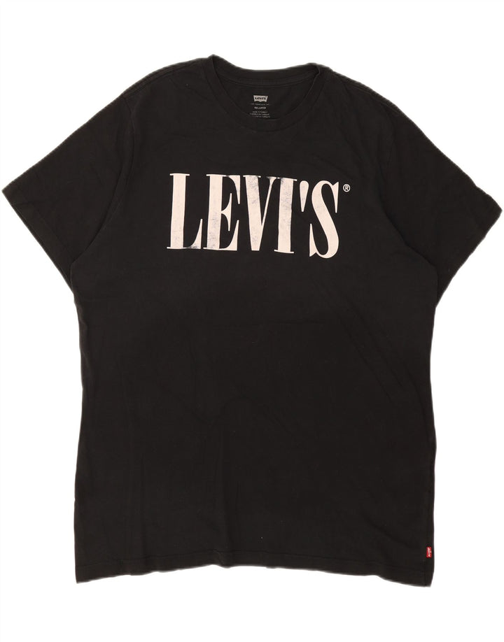 Camiseta masculina relaxada com estampa LEVI'S de algodão preto médio