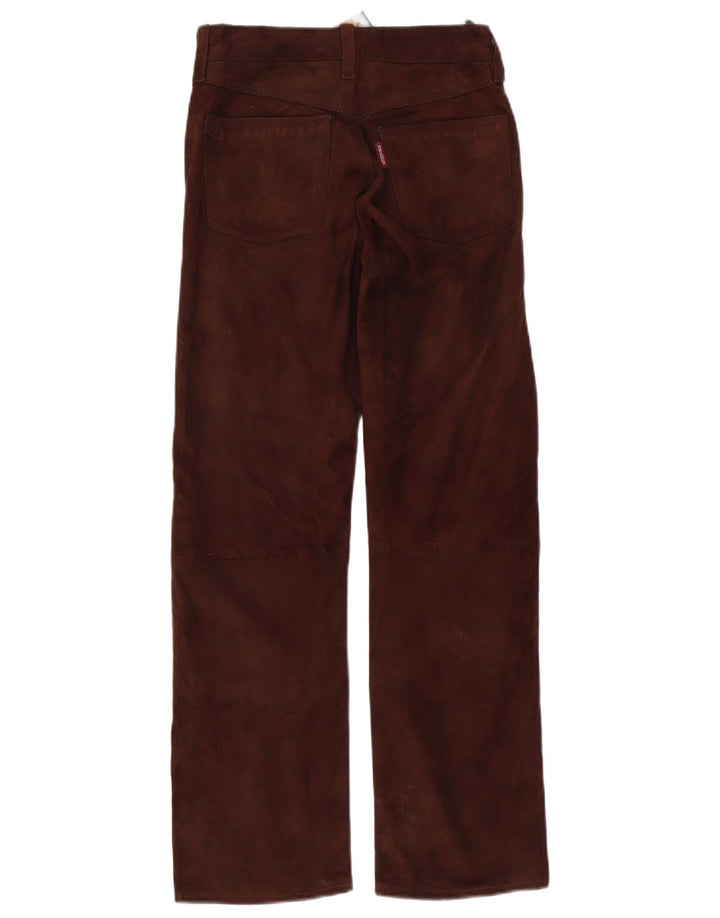 Calça feminina reta de camurça MONTGOMERY W27 L29 couro marrom