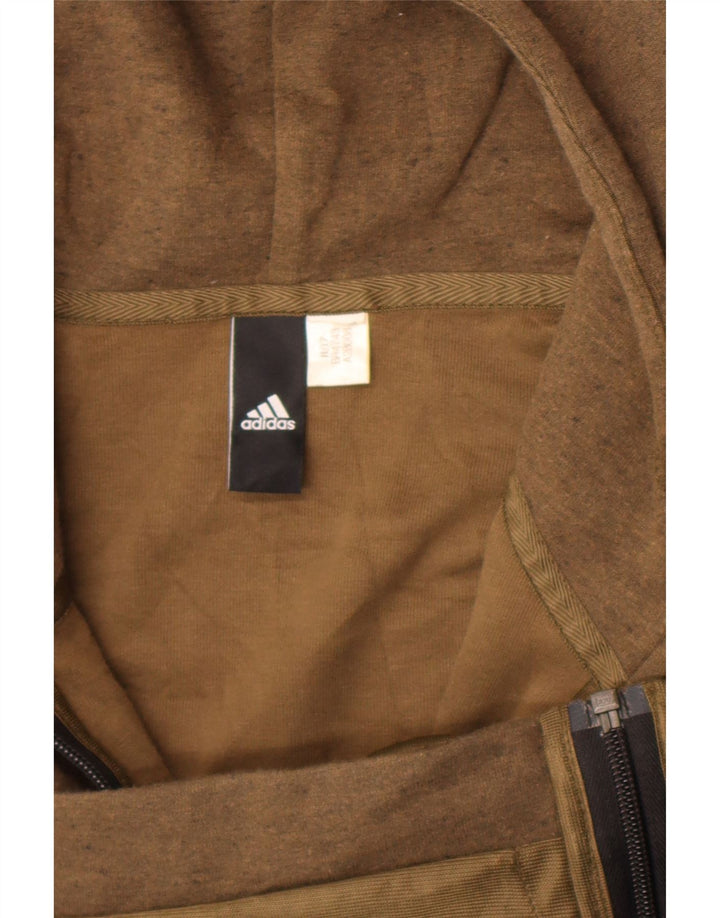 Suéter adidas masculino com capuz e zíper grande marrom