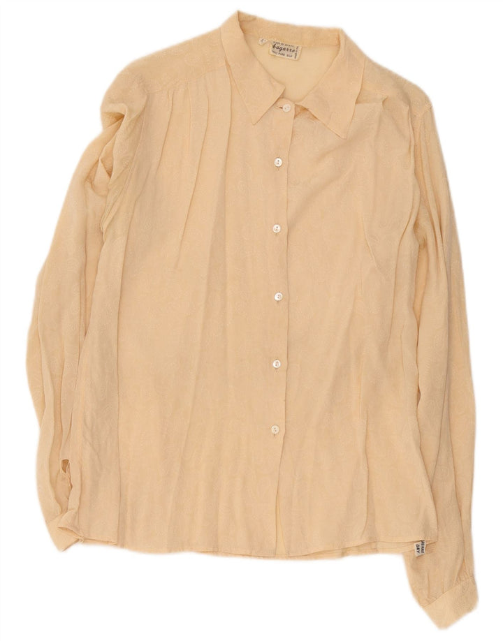 Blusa feminina vintage IT 42 seda bege médio