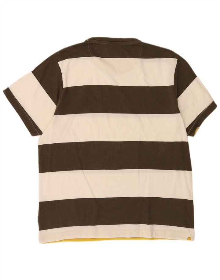 Camiseta masculina O'Neal grande algodão listrado branco