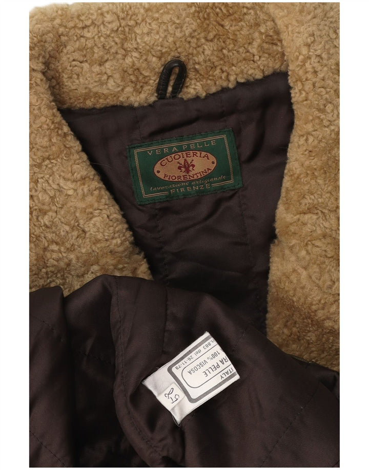 Jaqueta de couro masculina LAVORAZIONE ARTIGIANALE Reino Unido 40 grande couro marrom