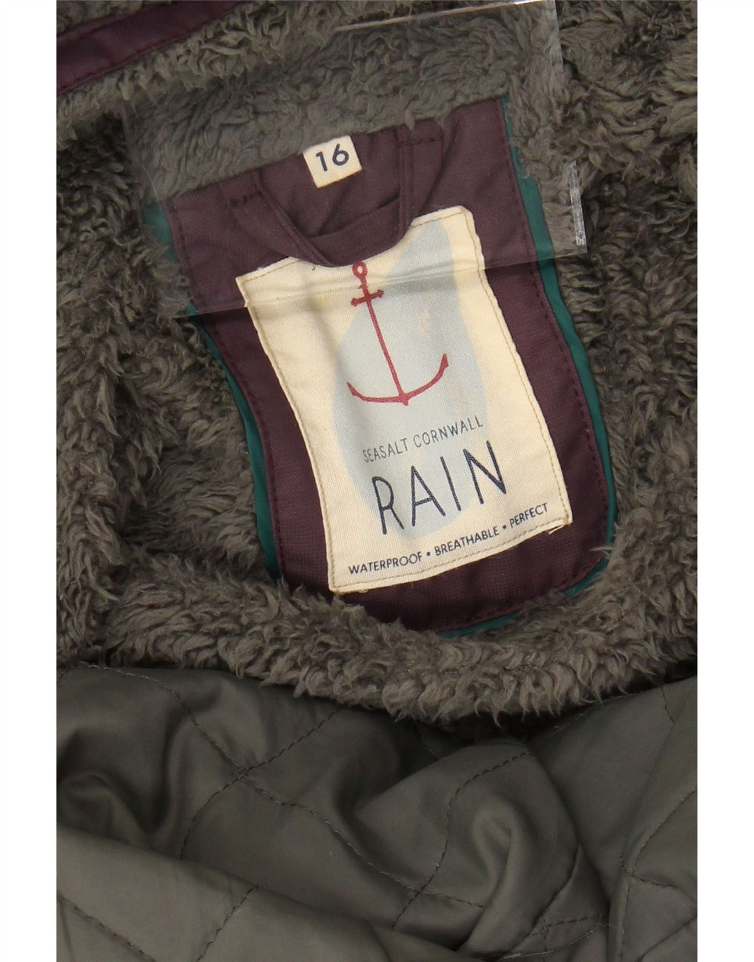 Capa de chuva feminina Sherpa com capuz SEASALT CORNWALL Reino Unido 16 grande Borgonha