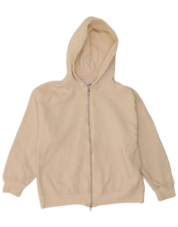 Zara Suéter feminino com capuz e zíper 11-12 anos algodão branco