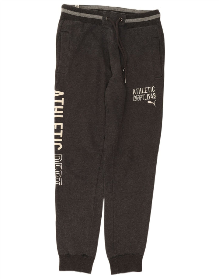 Calça de treino masculina PUMA Graphic Joggers algodão cinza médio