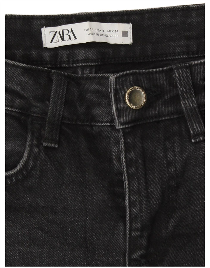 Zara Calça Jeans Feminina Crop Bootcut EU 34 2XS W24 L25 Cinza