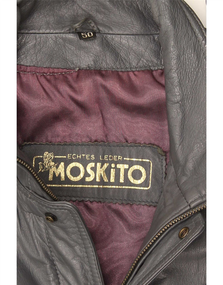 Jaqueta de couro masculina vintage IT 50 grande preta