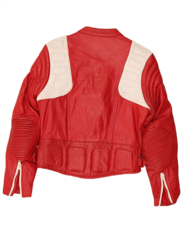 Jaqueta feminina vintage de couro Racer EU 40 couro vermelho médio