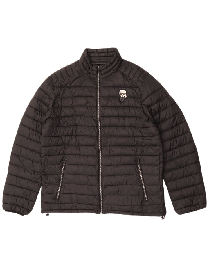 Jaqueta acolchoada masculina Karl Lagerfeld UK 40 grande poliamida preta