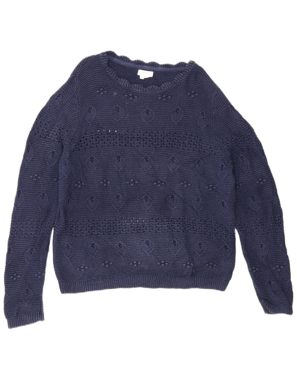 Suéter feminino Fat Face com gola canoa e gola redonda, algodão azul marinho grande Reino Unido 14