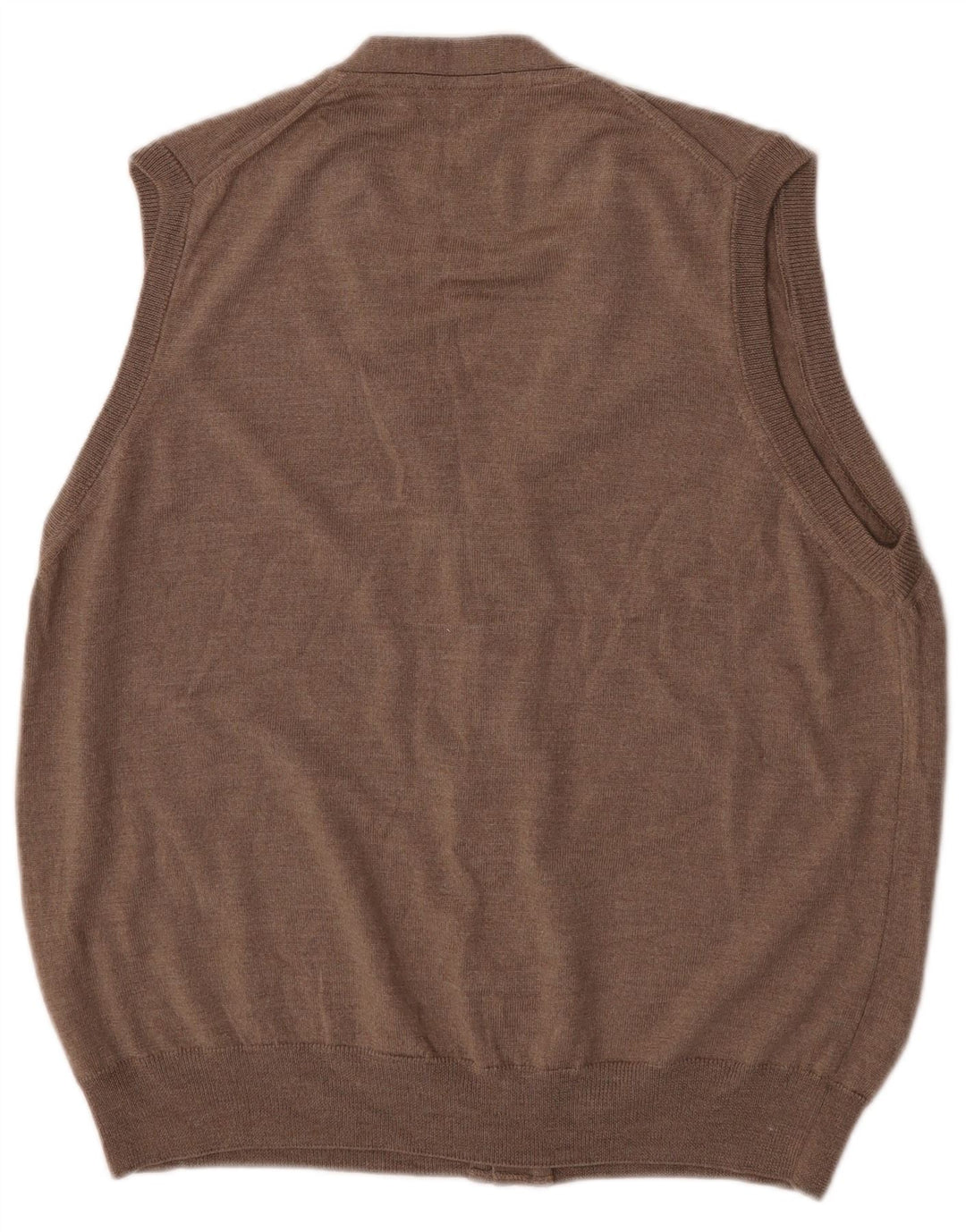 Suéter cardigã masculino sem mangas Marks & Spencer grande lã marrom