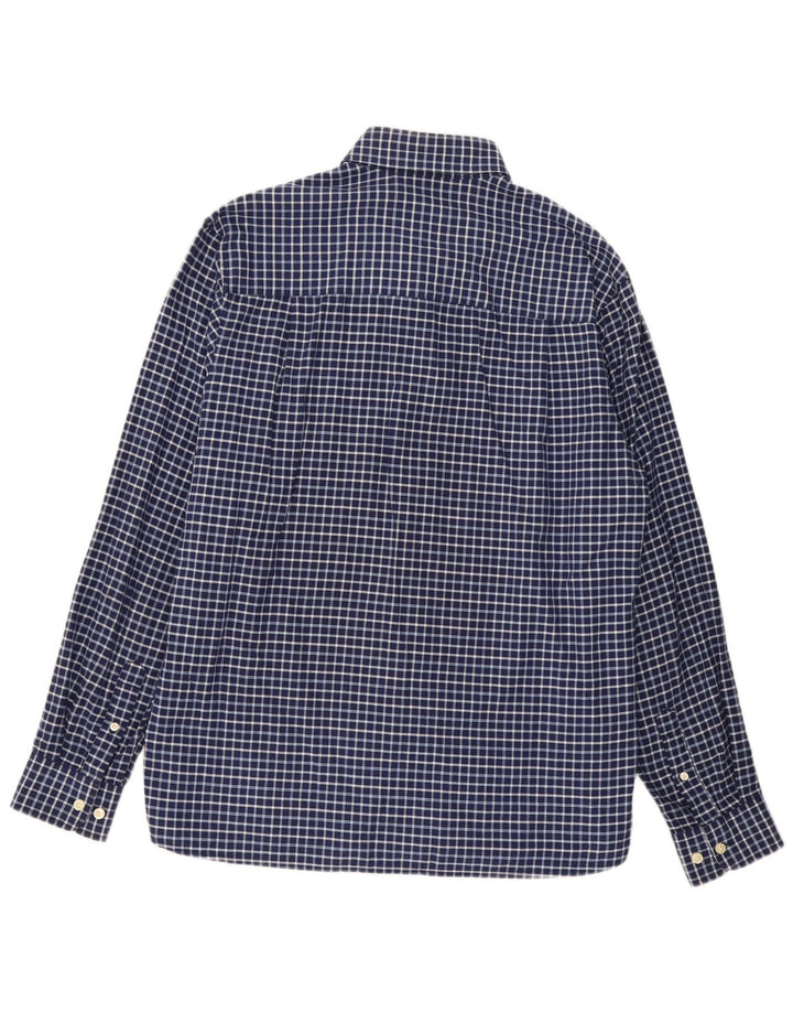 Camisa masculina FRED PERRY grande algodão xadrez azul marinho