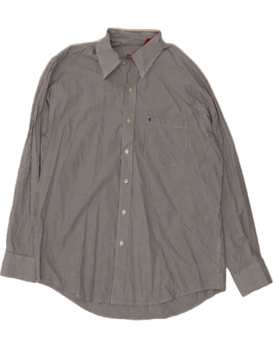 IZOD Mens Shirt Large Grey Striped Cotton Vintage Izod and Second-Hand Izod from Messina Hembry 
