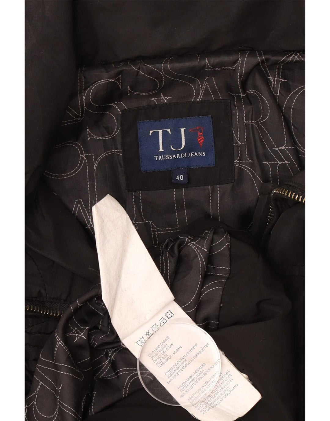 Casaco acolchoado feminino Trussardi Jeans IT 40 pequeno poliéster preto