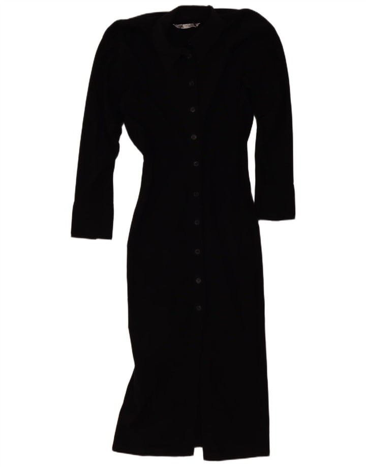 Vestido maxi camisa feminino Zara Reino Unido 10 pequeno preto