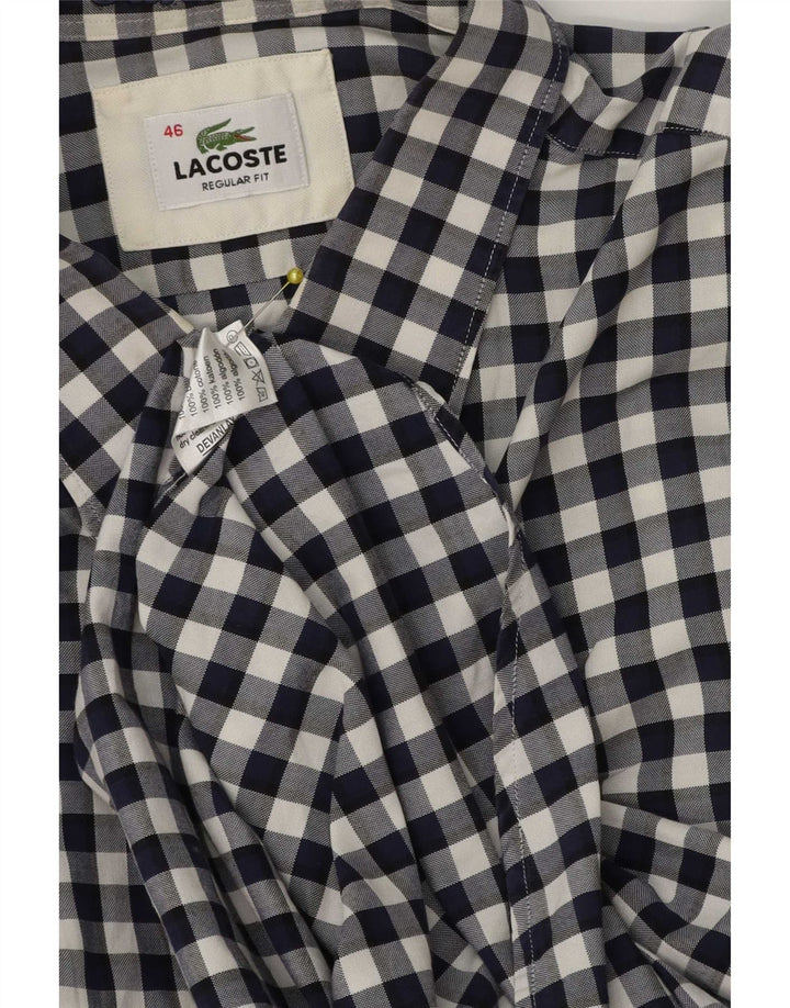 Camisa masculina Lacoste Regular Fit tamanho 46 2XL algodão guingão azul marinho