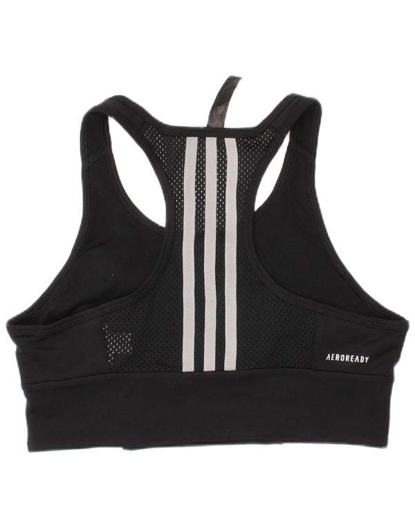Adidas Womens Aeroready Sport Bra Top UK 8/10 Pequeno Preto Listrado Esportes