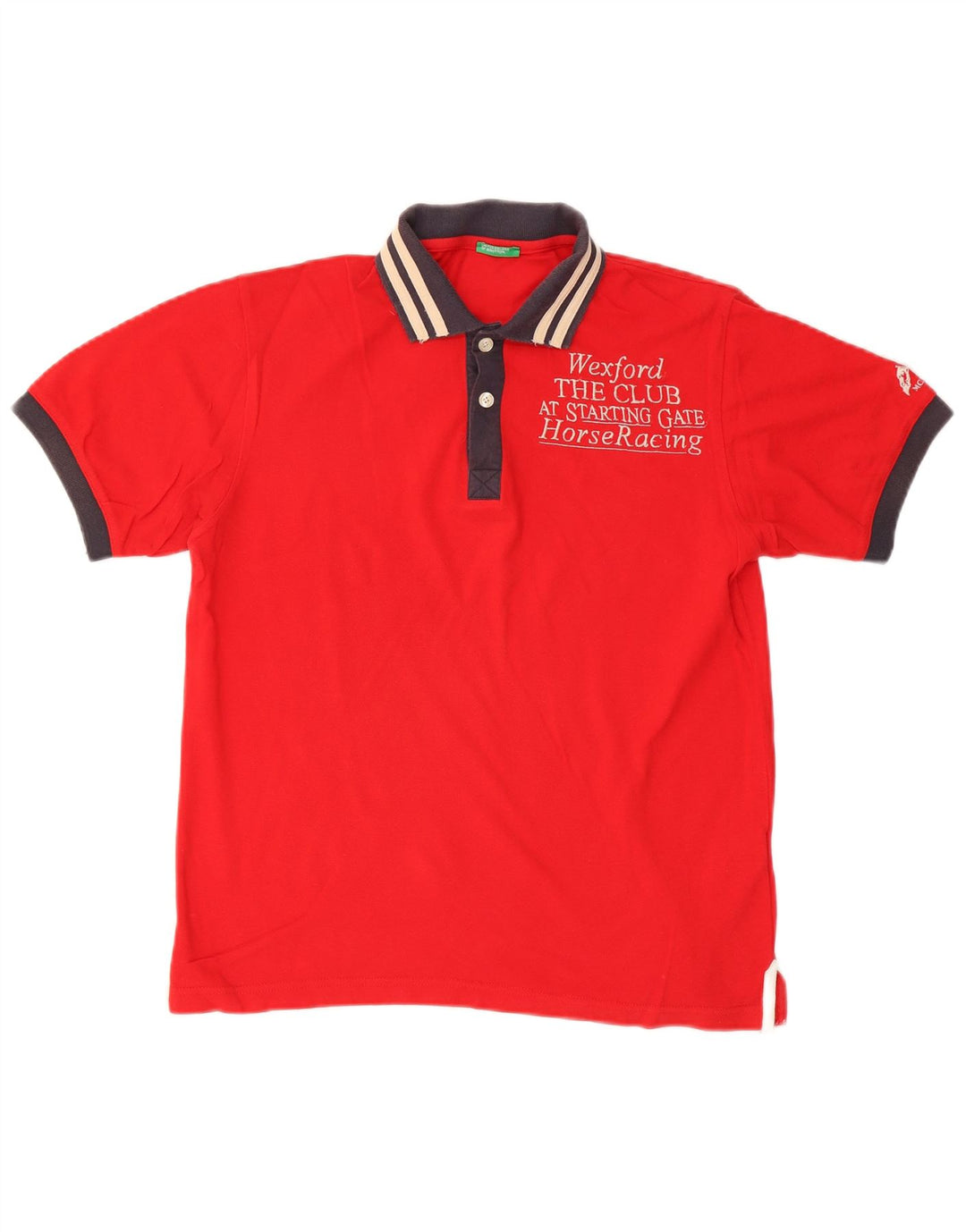 Camisa polo masculina gráfica BENETTON algodão vermelho médio