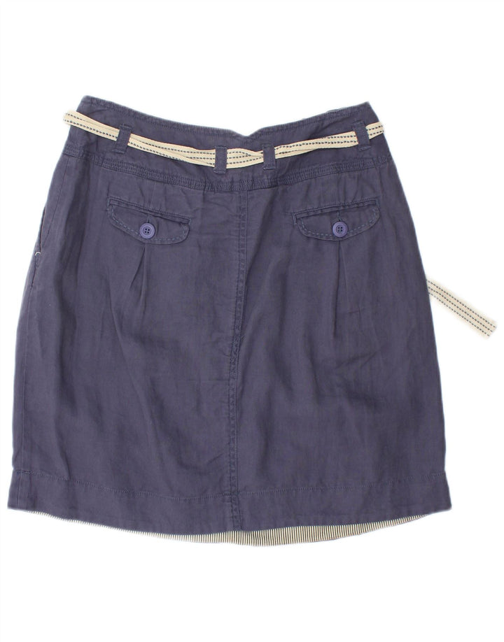 Minissaia feminina MONSOON Reino Unido 10 pequena W28 linho azul marinho