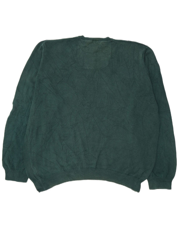 Suéter masculino Marks & Spencer com ajuste regular e decote em V 2XL algodão verde