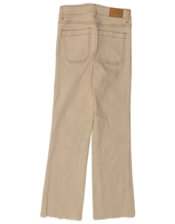 Calça jeans reta feminina Zara EU 32 2XS W24 L26 algodão bege