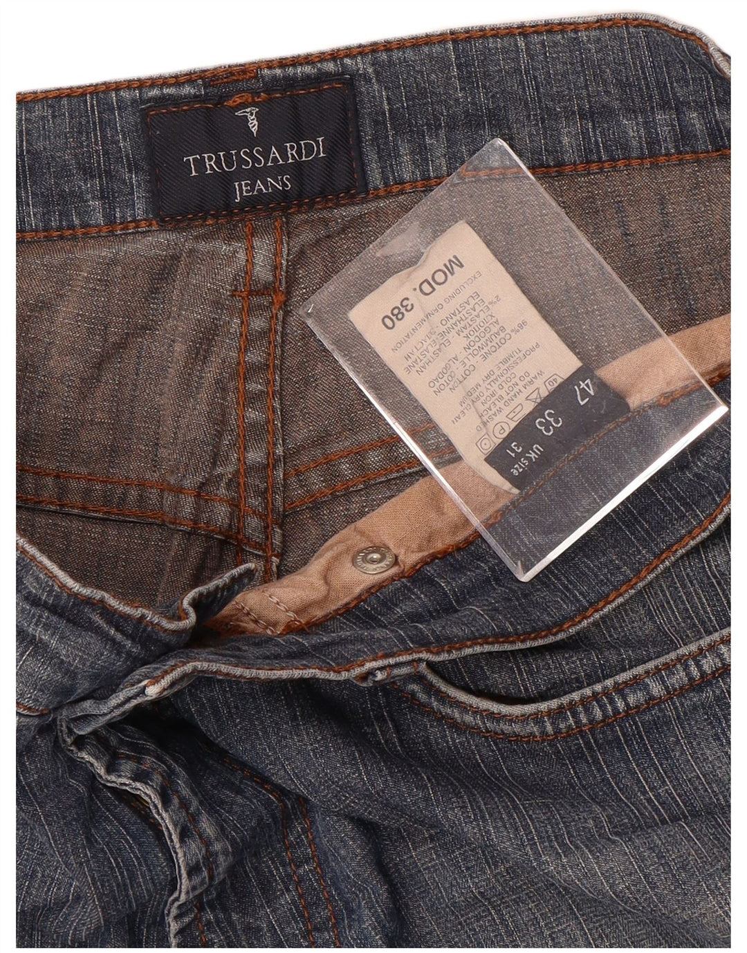 TRUSSARDI Calça jeans feminina 380 reta IT 47 grande W31 L32 azul