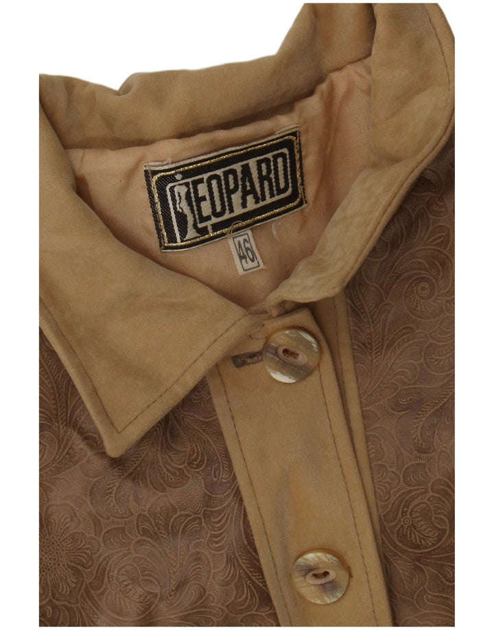 Jaqueta de couro feminina leopardo IT 46 grande marrom floral