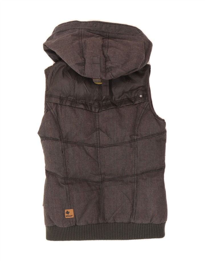 KHUJO Womens Hooded Padded Gilet UK 12 Medium Grey Houndstooth Cotton Vintage KHUJO and Second-Hand KHUJO from Messina Hembry 