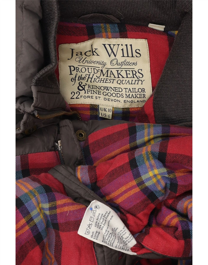 Colete acolchoado feminino Jack Wills UK 10 pequeno cinza nylon