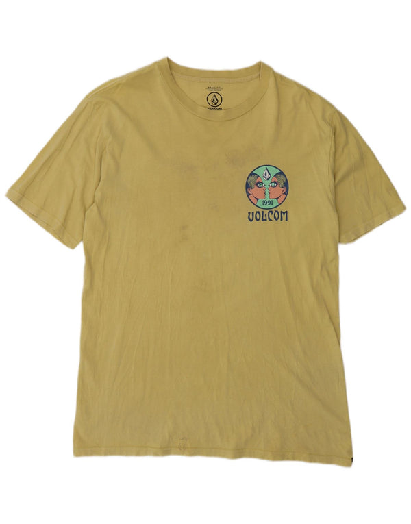 Camiseta masculina gráfica Volcom algodão amarelo médio