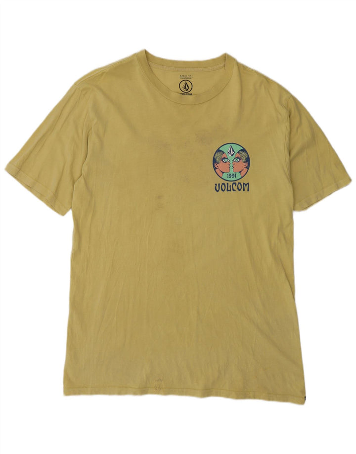 Camiseta masculina gráfica Volcom algodão amarelo médio