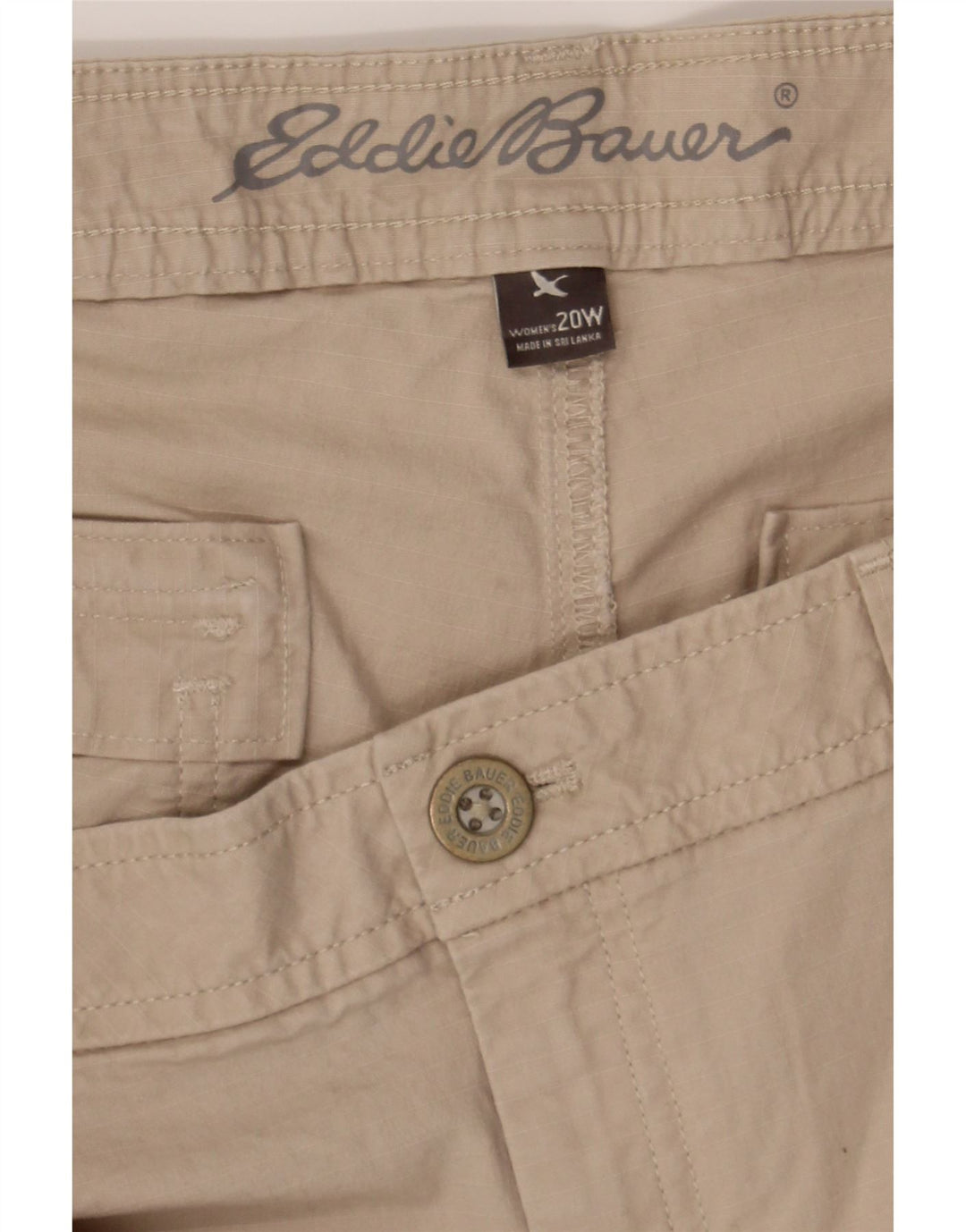 EDDIE BAUER Womens Slim Cargo Cropped Trousers US 20 3XL W40 L25 Beige Vintage Eddie Bauer and Second-Hand Eddie Bauer from Messina Hembry 